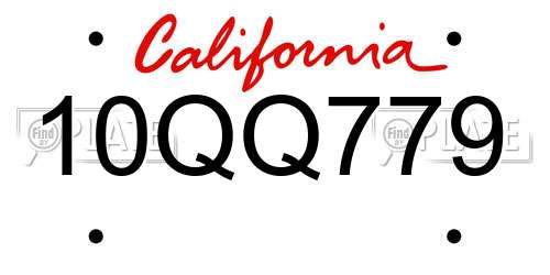 10QQ779 California License Plate