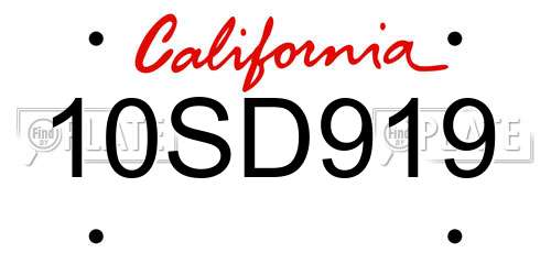 10SD919 California License Plate