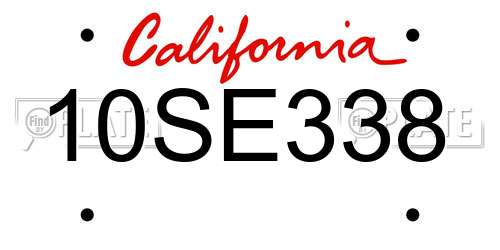 10SE338 California License Plate