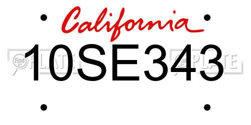 10SE343 California License Plate