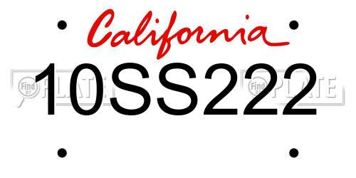 10SS222 California License Plate