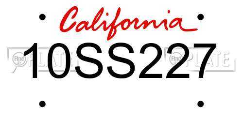 10SS227 California License Plate