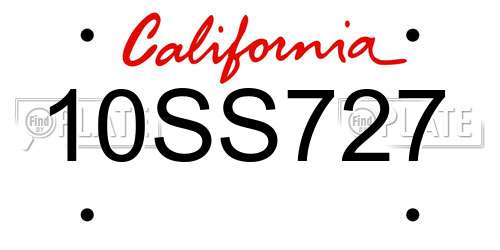 10SS727 California License Plate
