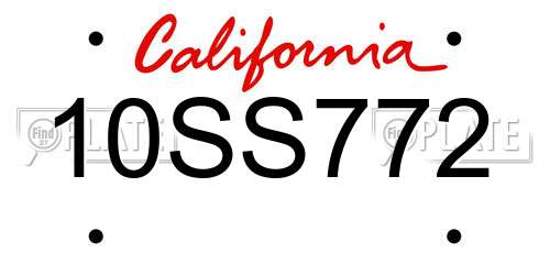 10SS772 California License Plate