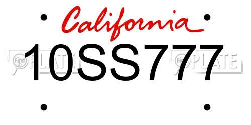 10SS777 California License Plate