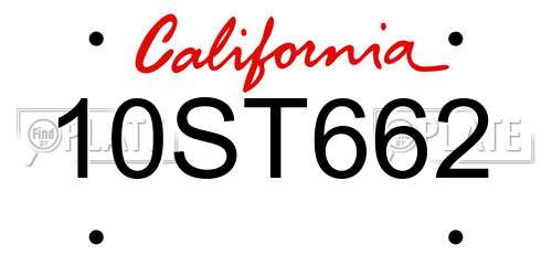 10ST662 California License Plate