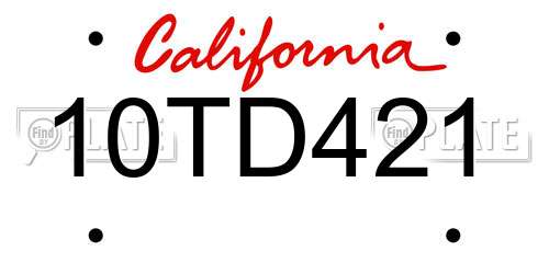 10TD421 California License Plate