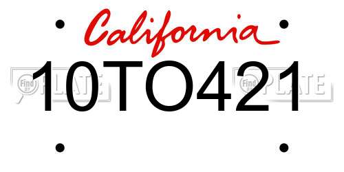 10TO421 California License Plate