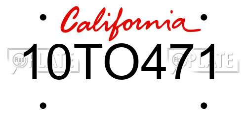 10TO471 California License Plate