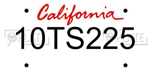 10TS225 California License Plate