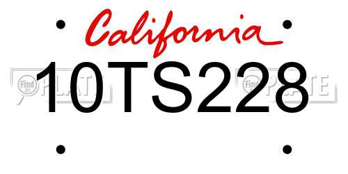 10TS228 California License Plate