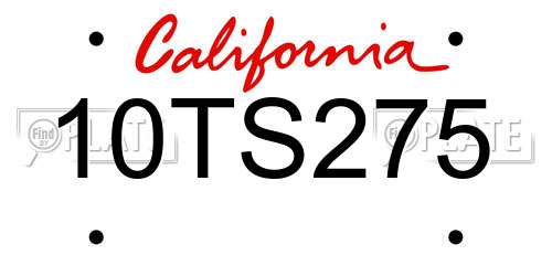 10TS275 California License Plate