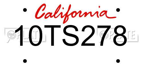 10TS278 California License Plate