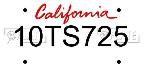 10TS725 California License Plate