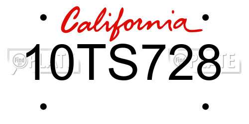 10TS728 California License Plate