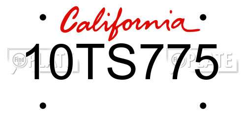 10TS775 California License Plate