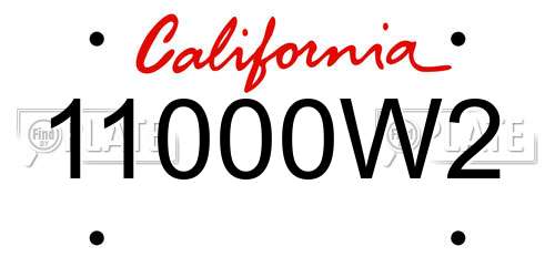 11000W2 California License Plate