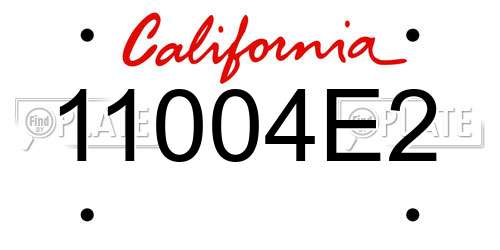 11004E2 California License Plate