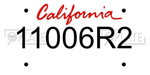 11006R2 California License Plate