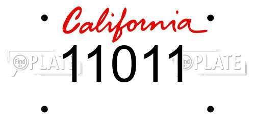 11011 California License Plate
