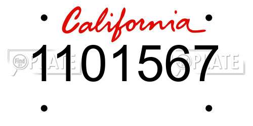 1101567 California License Plate