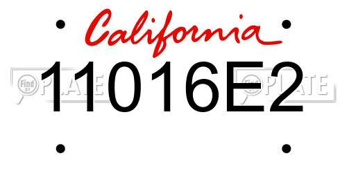 11016E2 California License Plate