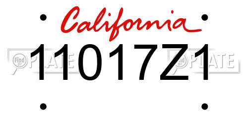 11017Z1 California License Plate