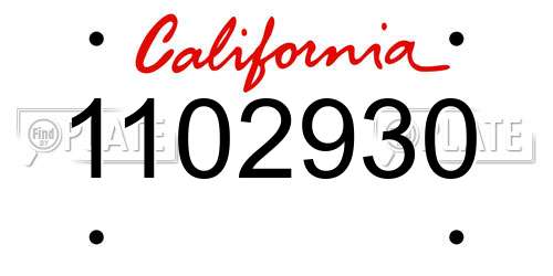 1102930 California License Plate