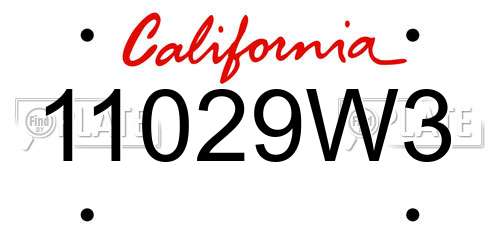 11029W3 California License Plate