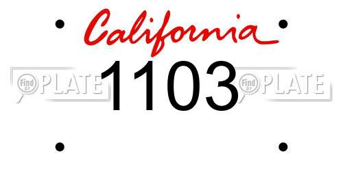1103 California License Plate