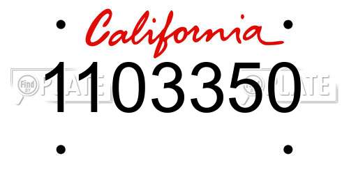 1103350 California License Plate