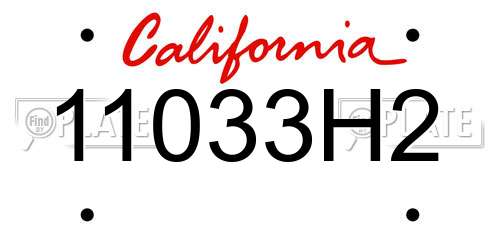 11033H2 California License Plate