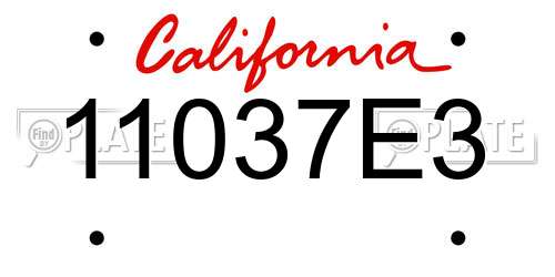 11037E3 California License Plate