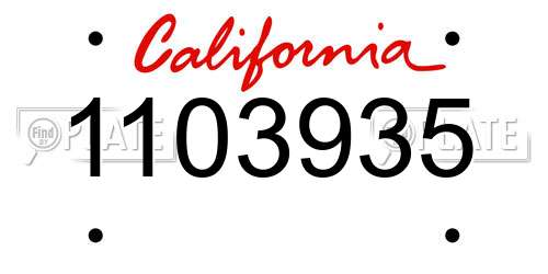 1103935 California License Plate