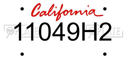 11049H2 California License Plate