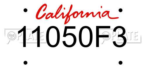 11050F3 California License Plate