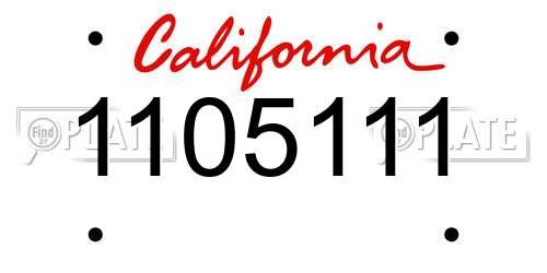 1105111 California License Plate