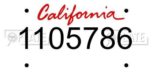 1105786 California License Plate