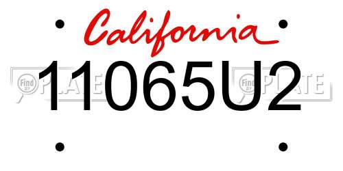 11065U2 California License Plate