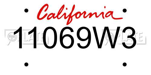 11069W3 California License Plate
