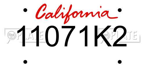 11071K2 California License Plate
