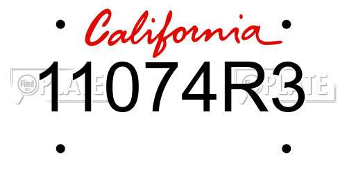 11074R3 California License Plate