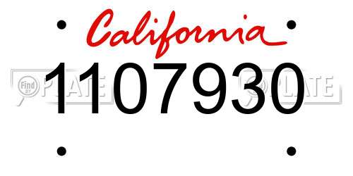 1107930 California License Plate