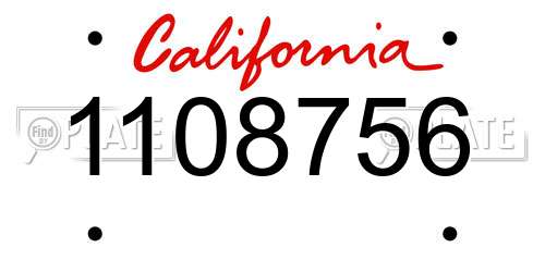 1108756 California License Plate