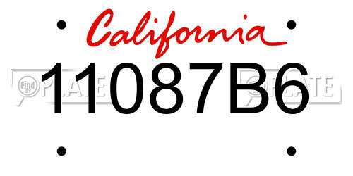 11087B6 California License Plate