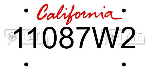 11087W2 California License Plate