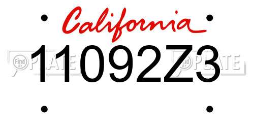 11092Z3 California License Plate