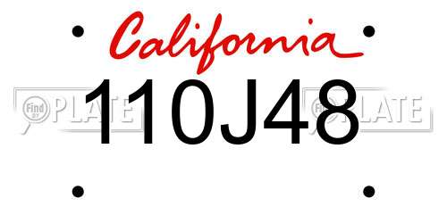 110J48 California License Plate