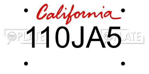 110JA5 California License Plate