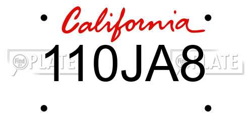 110JA8 California License Plate